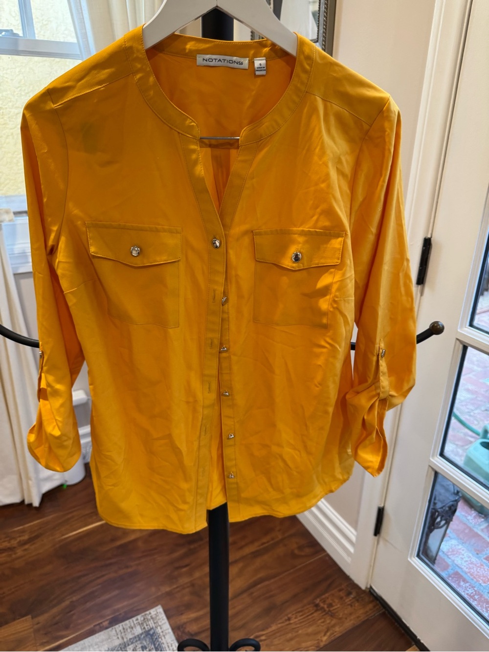 Notations Golden Yellow Button-Front Utility Shirt Woman Size Small